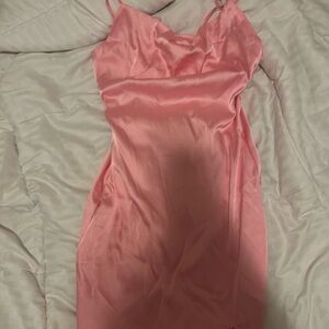 Elegant Pink Satin Slip Dress